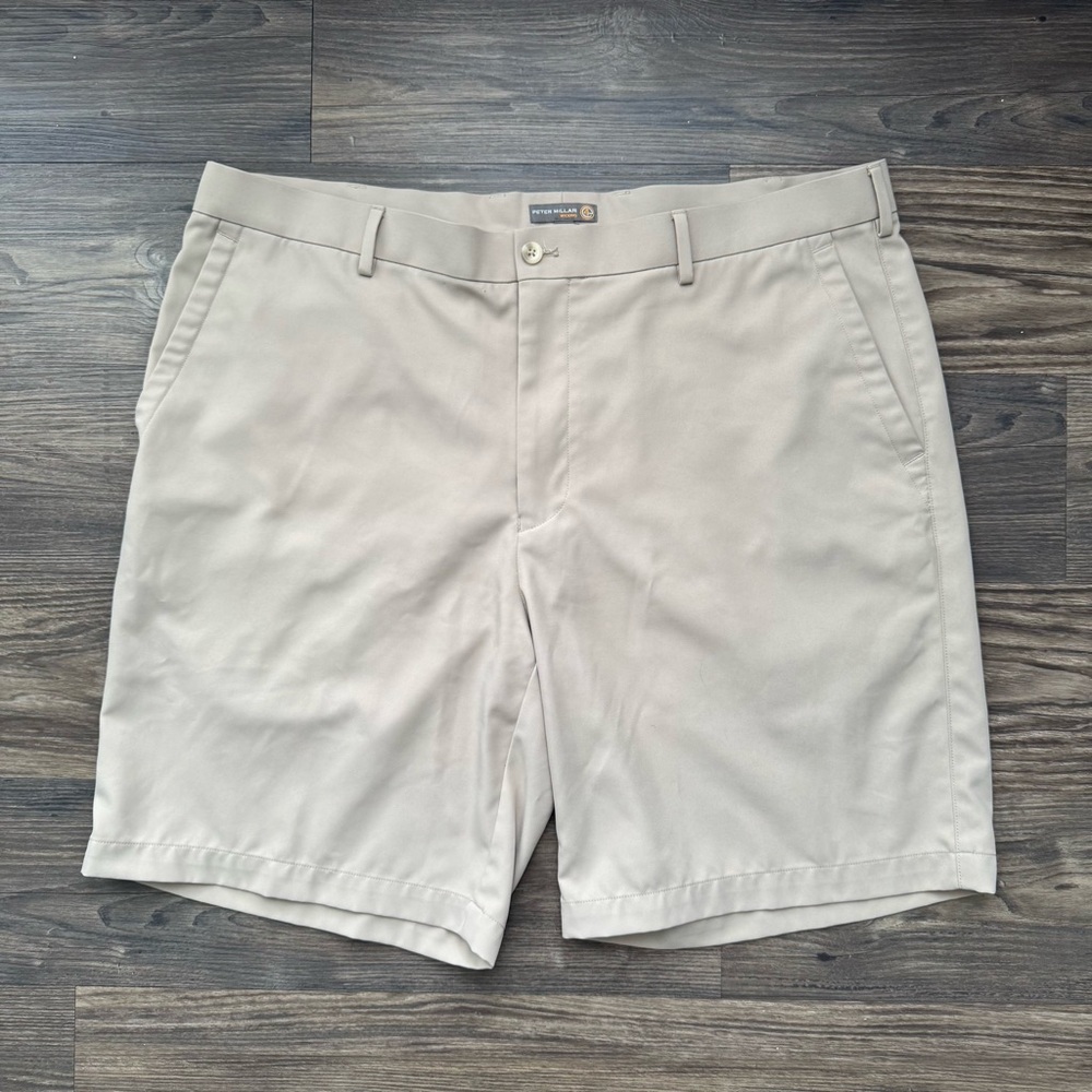 Peter Millar Tan Flat Front Shorts